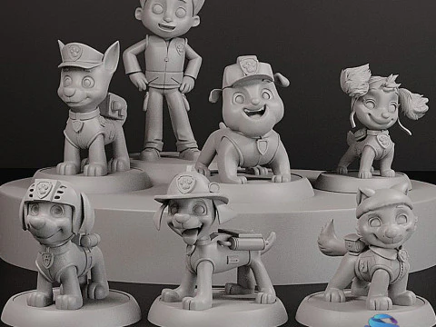 Paw Patrol Collection - s of Ryder and 6 Pups 3D Print Model