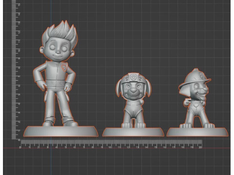 パウ・パトロール コレクション - ライダーと 6 匹の子犬 3Dプリントモデル