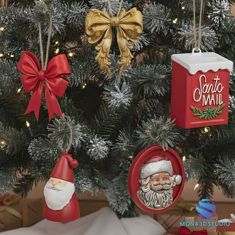 3D-набор елочных украшений 3D Принт Модель .c4d .max .obj .3ds .fbx .stl .blend 