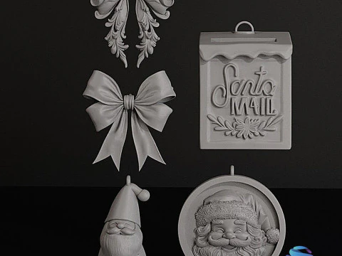 Christmas Tree Ornament 3D Set 3D Print Model