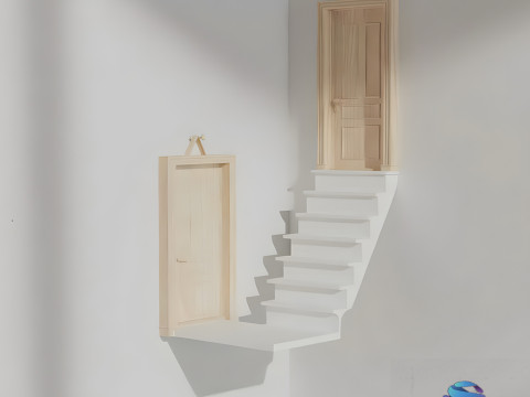 Rak Sudut dengan Tangga dan Pintu Model Cetak 3D