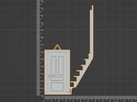 सीढ़ियों और दरवाजों के साथ कोने की शेल्फ 3D प्रिंट मॉडल