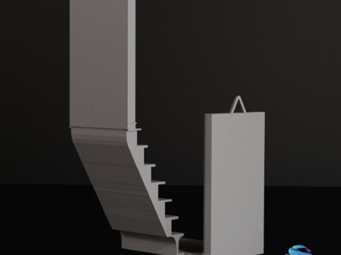 सीढ़ियों और दरवाजों के साथ कोने की शेल्फ 3D प्रिंट मॉडल