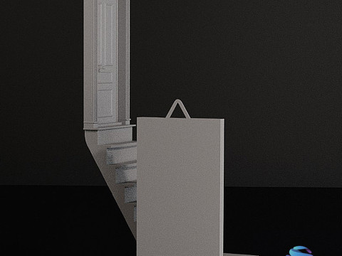 सीढ़ियों और दरवाजों के साथ कोने की शेल्फ 3D प्रिंट मॉडल