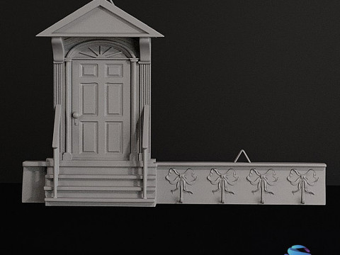 Wooden House Entryway Wall Key Holder 3D Print Model