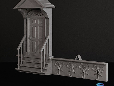 Wooden House Entryway Wall Key Holder 3D Print Model