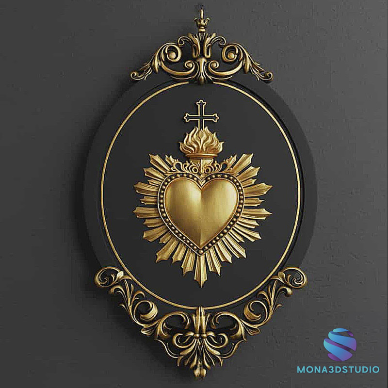 Cadre baroque du Sacré-Cœur modèle 3D Modèles 3D en vedette .c4d .max .obj .3ds .fbx .stl .blend