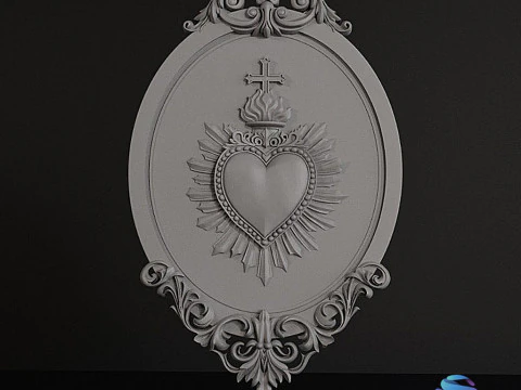 Sacred Heart Baroque Frame 3D 3D Print Model