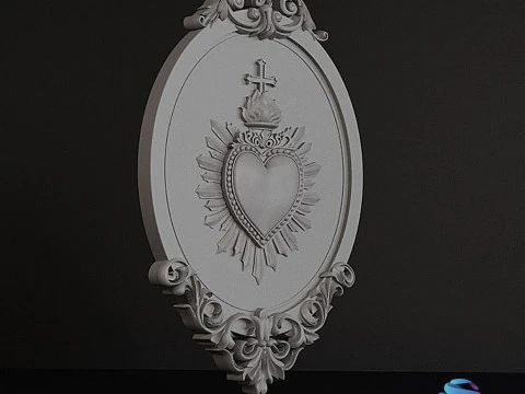 Sacred Heart Baroque Frame 3D 3D Print Model