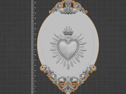 Sacred Heart Baroque Frame 3D 3D Print Model