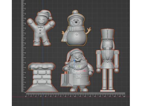 Set of 5 Printable 3D Christmas Decoration Models 3D Print Model