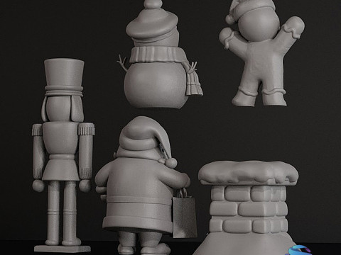 Set of 5 Printable 3D Christmas Decoration Models 3D Print Model