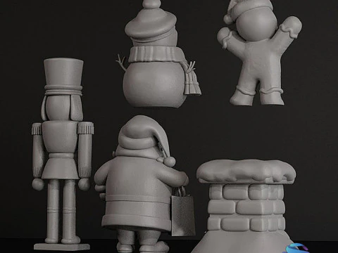 Set of 5 Printable 3D Christmas Decoration Models 3D Print Model