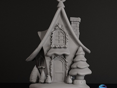 魔法圣诞小屋 3D 可打印装饰品 - 12 厘米 3D 打印模型