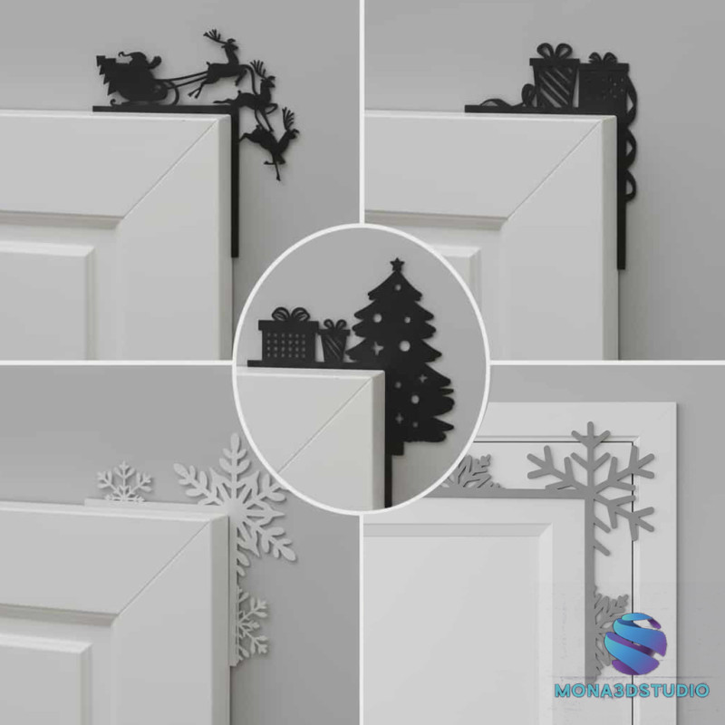 Set de 5 adornos navideños para rincones Modelo de impresión 3D .c4d .max .obj .3ds .fbx .stl .blend 