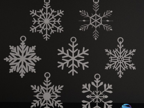 7 decorações para árvores de Natal com flocos de neve para impressão Modelo de Impressão 3D