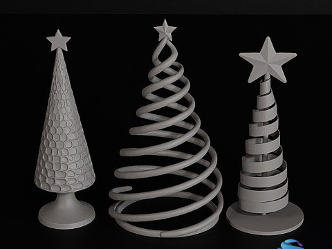 Modern Noel Ağaçları Seti 3D Baskı Modeli