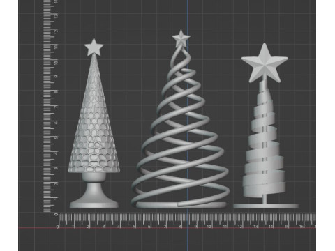 Modern Noel Ağaçları Seti 3D Baskı Modeli