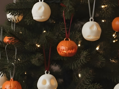 Jack Skellington 3D Print Model Set - 11 Spherical Christmas Tree Ornaments 3D Print Model