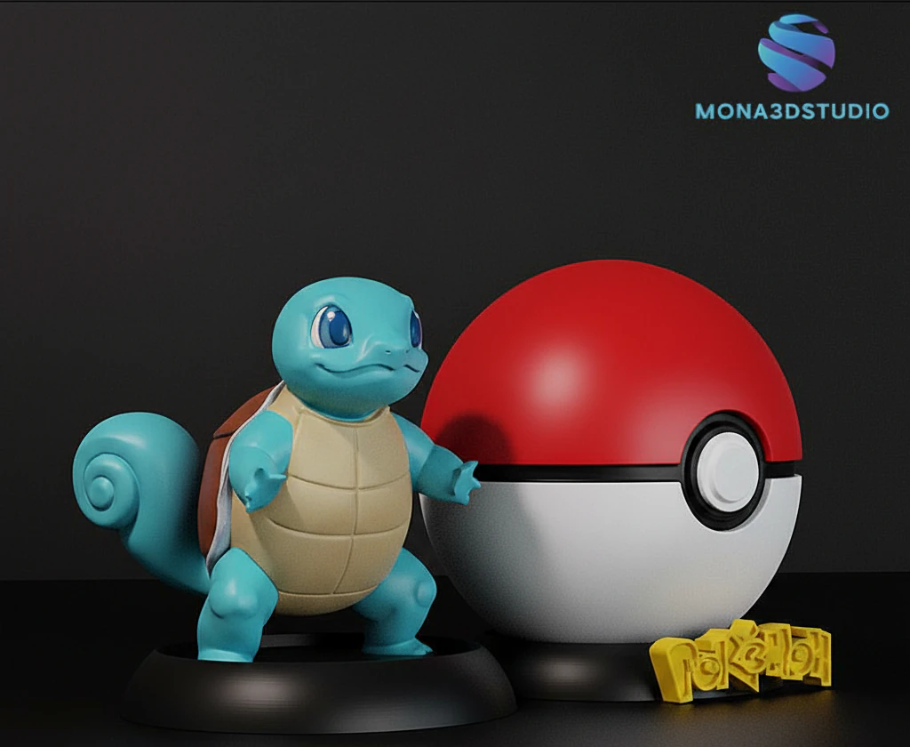 Squirtle Pokeball Display Stand 3D Print Model STL 3D Print Model .c4d .max .obj .3ds .fbx .stl .blend