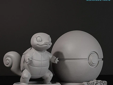 Squirtle Pokeball Display Stand 3D Print Model STL 3D Print Model