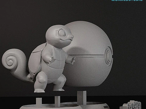 Squirtle Pokeball Display Stand 3D Print Model STL 3D Print Model