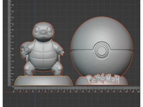 Squirtle Pokeball Display Stand 3D Print Model STL 3D Print Model