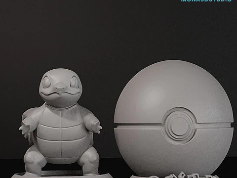 Squirtle Pokeball Display Stand 3D Print Model STL 3D Print Model
