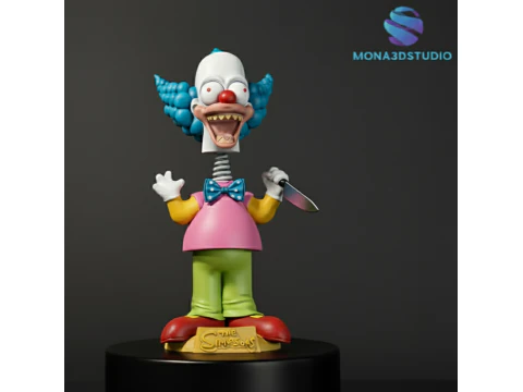 Palya&ccedil;o Bobblehead Doll Krusty - Değiştirilebilir Kafa Sprinli Cadılar Bayramı S&uuml;r&uuml;m&uuml; 3D Baskı Seti 3D Baskı Modeli
