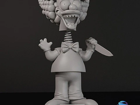 Krusty the Clown Bobblehead Doll - Halloween Edition 3D Print Set with Interchangeable Heads Sprin 3D Print Model