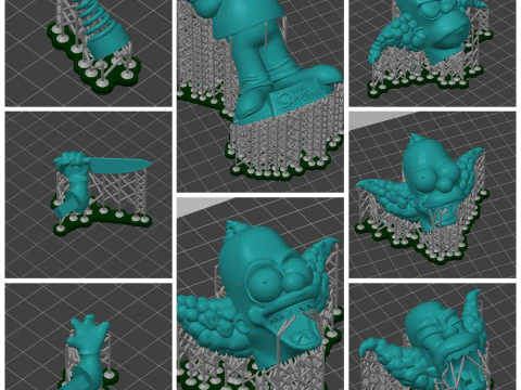 Krusty the Clown Bobblehead Doll - Halloween Edition 3D Print Set with Interchangeable Heads Sprin 3D Print Model