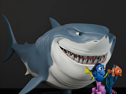Ikan adalah Teman Bukan Makanan - Pra-Dukungan Bruce Marlin dan Dory Diorama STL Model Cetak 3D