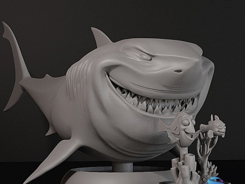 Ikan adalah Teman Bukan Makanan - Pra-Dukungan Bruce Marlin dan Dory Diorama STL Model Cetak 3D