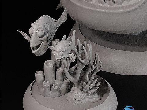 Ikan adalah Teman Bukan Makanan - Pra-Dukungan Bruce Marlin dan Dory Diorama STL Model Cetak 3D