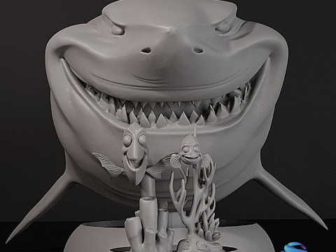 Ikan adalah Teman Bukan Makanan - Pra-Dukungan Bruce Marlin dan Dory Diorama STL Model Cetak 3D