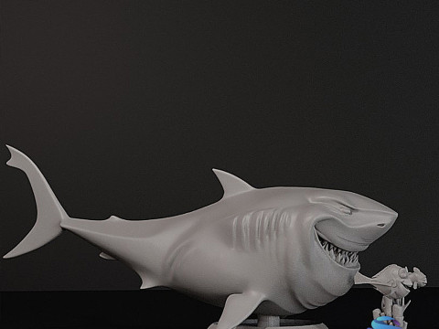 Ikan adalah Teman Bukan Makanan - Pra-Dukungan Bruce Marlin dan Dory Diorama STL Model Cetak 3D