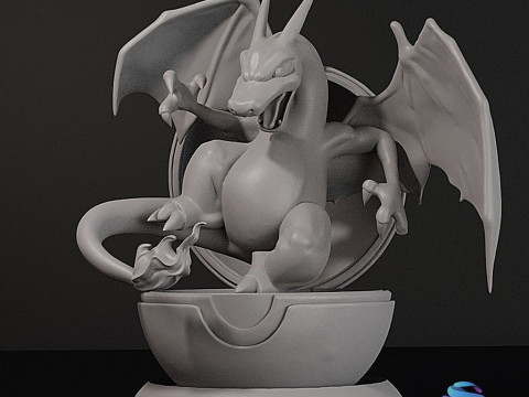 पोक बॉल से चरज़ार्ड का फटना - पूर्व-समर्थित 3D प्रिंट मॉडल