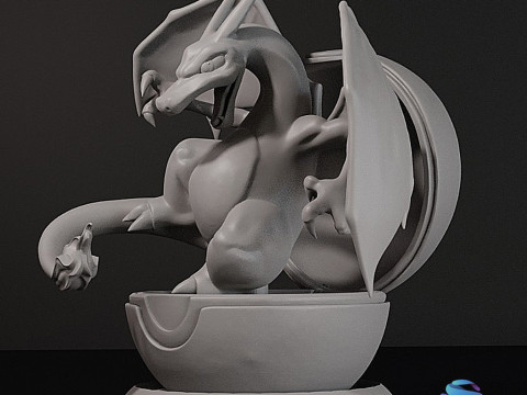 पोक बॉल से चरज़ार्ड का फटना - पूर्व-समर्थित 3D प्रिंट मॉडल