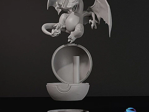 Charizard Bursting from Pok Ball - Pre-supported 3D Print Model