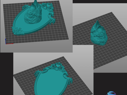 ゴシック ウォールフレームセット スカル ハート レイヴン 20cm STL 3Dプリントモデル