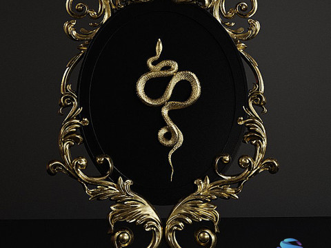 バロック様式の蛇付き装飾フレーム - ホームデコレーション 20cm - 40cm 3Dプリントモデル