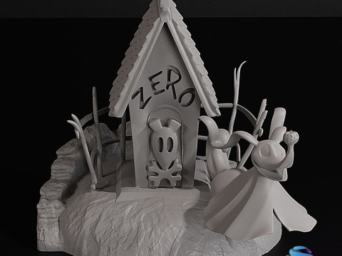 Собачья будка Zeros «Кошмар перед Рождеством» 3D-модель для печати, состоящая из 3 частей со вставкой в ​​основании 3D Принт Модель