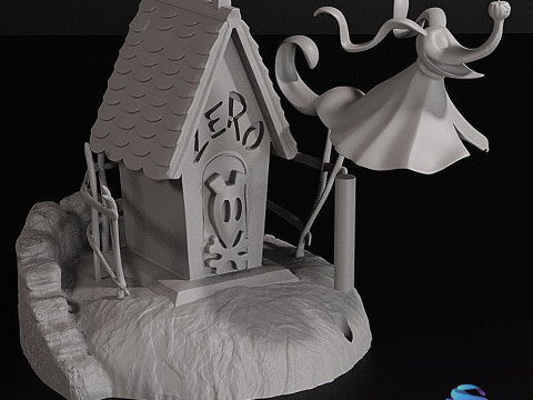 Собачья будка Zeros «Кошмар перед Рождеством» 3D-модель для печати, состоящая из 3 частей со вставкой в ​​основании 3D Принт Модель
