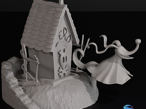 Собачья будка Zeros «Кошмар перед Рождеством» 3D-модель для печати, состоящая из 3 частей со вставкой в ​​основании 3D Принт Модель