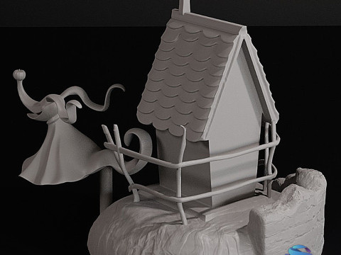 Собачья будка Zeros «Кошмар перед Рождеством» 3D-модель для печати, состоящая из 3 частей со вставкой в ​​основании 3D Принт Модель