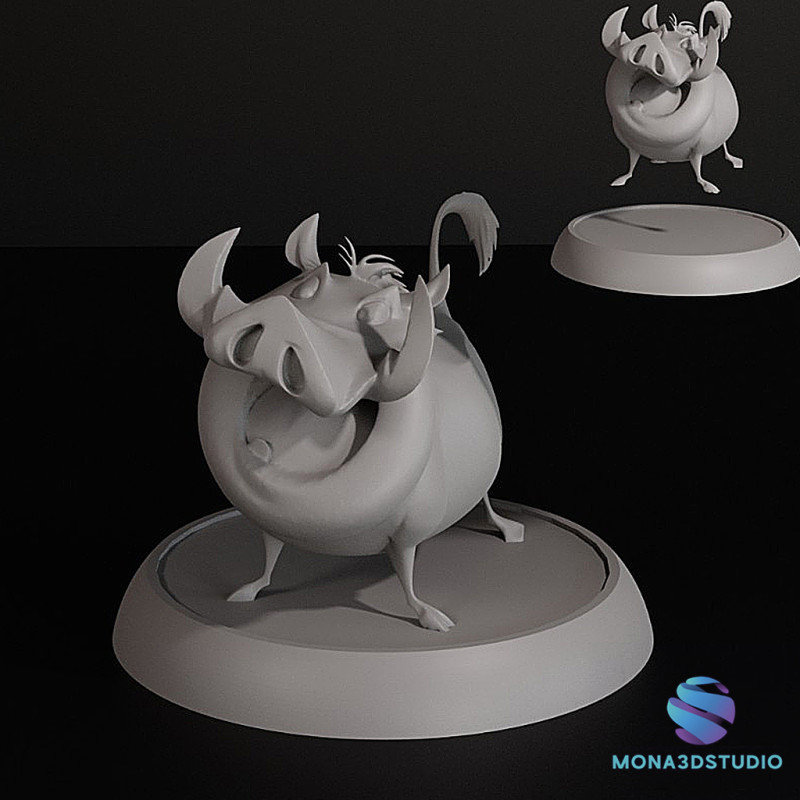 Von Pumbaa, dem König der Löwen, inspirierte 3D-druckbare Figur mit vorunterstützter STL-Basis 3D Druckmodell .c4d .max .obj .3ds .fbx .stl .blend 
