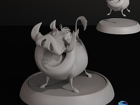 Von Pumbaa, dem König der Löwen, inspirierte 3D-druckbare Figur mit vorunterstützter STL-Basis 3D Druckmodell