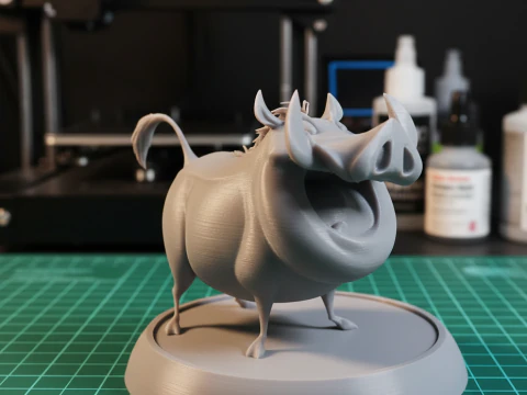 Pumbaa The Lion King Inspired 3D Printable Figure with Base Pre-Supported STL 3D Print Model