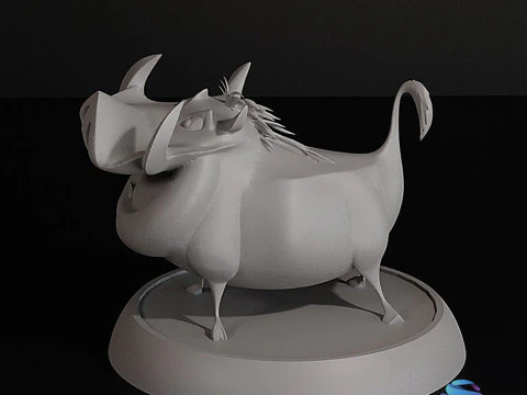 Pumbaa The Lion King Inspired 3D Printable Figure with Base Pre-Supported STL 3D Print Model