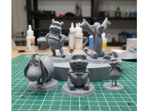 Winnie the Pooh and Friends Set Karakter STL 3D yang Dapat Dicetak Sudah Didukung Sebelumnya Model Cetak 3D